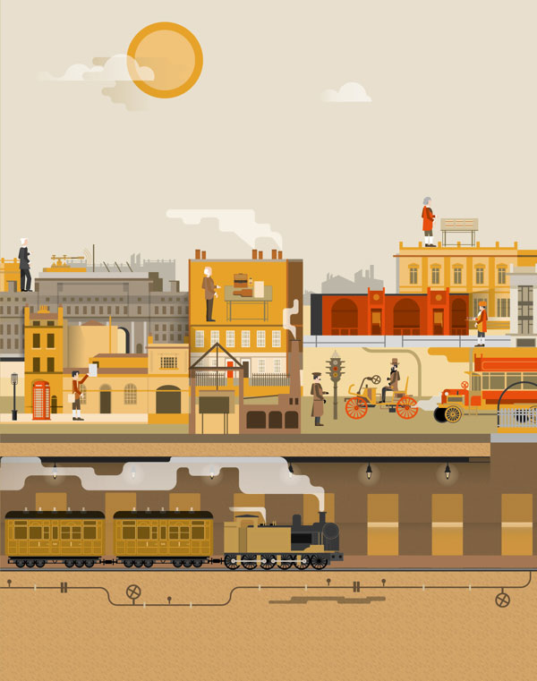 Vintage Illustration by The Design Surgery -  London Secrets and Inventions