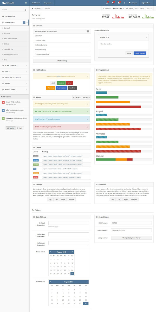 Melon – Responsive Admin Dashboard Template by Stammi