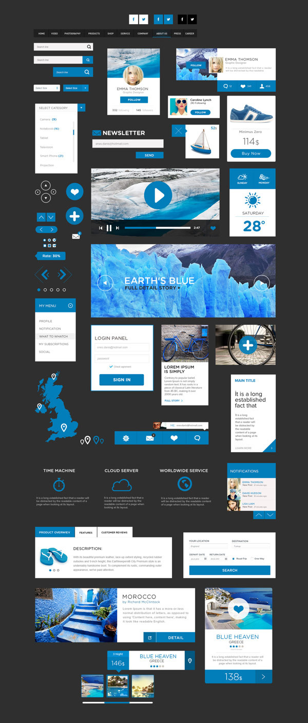 Free Flat UI Kit by Enes Danış Free Flat UI Kit by Enes Danış