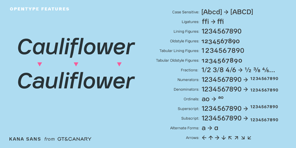 Kana Sans - OpenType Features