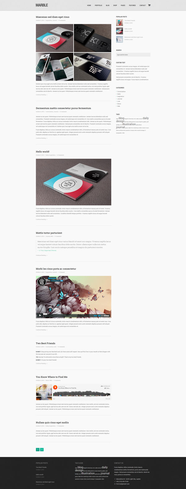 Marble - Flat WordPress Theme - Blog Layout