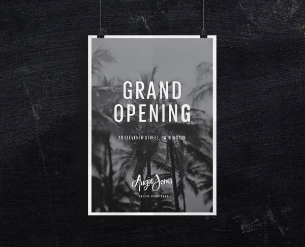 Augie Jones Grand Opening Poster Design by Mijan Patterson