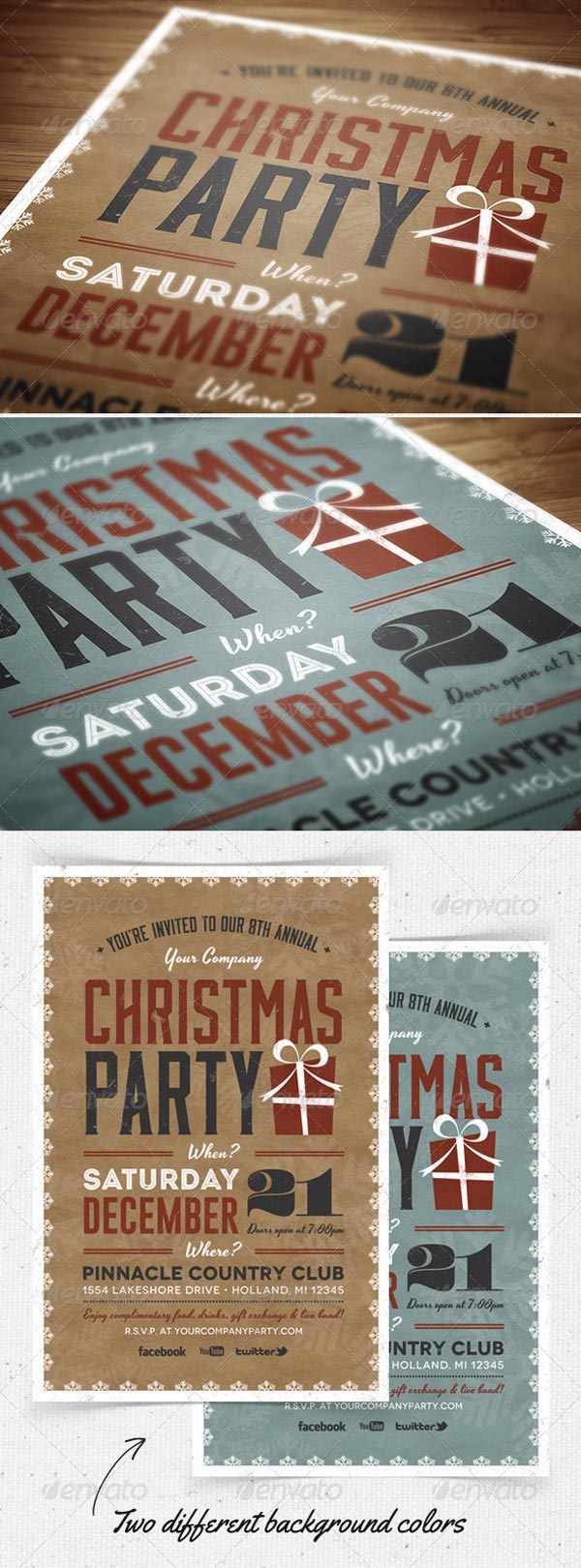 Christmas Party Flyer and Invitation Print Templates