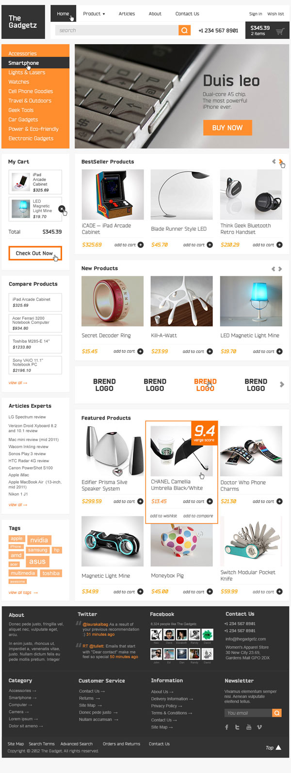 Gadgetz – PSD Template - Home Screen