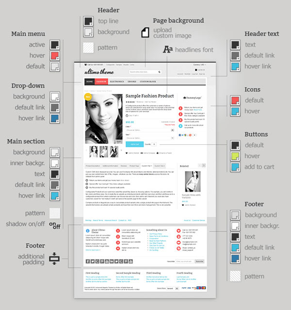 Ultimo - Magento theme - design options