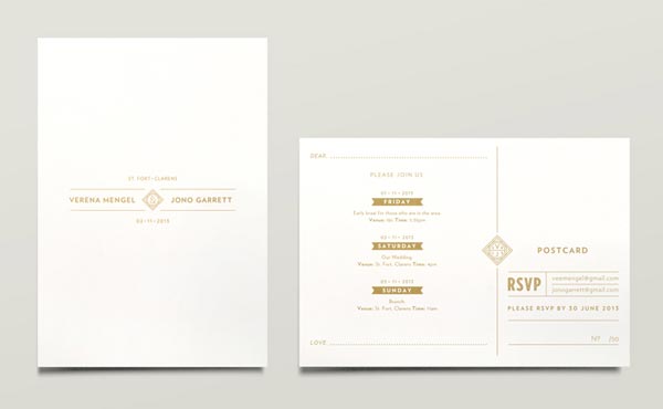 Wedding Invitation Postcard Set by Jono Garrett