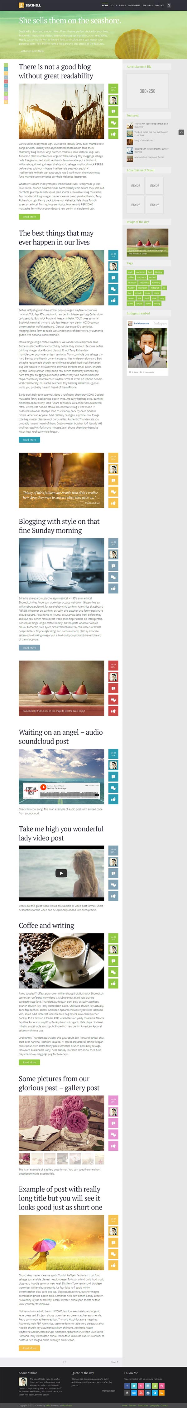 SeaShell - Modern Responsive WordPress Blog Theme by Meks