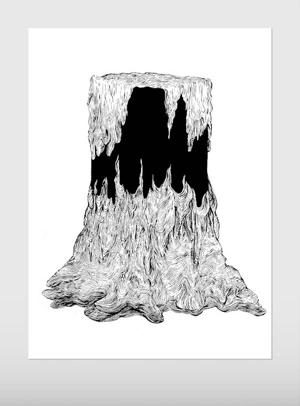 Heavy Lines - Black Ink Painting by Nino Christen