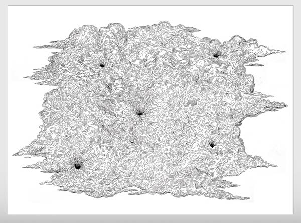 Heavy Lines - Black Ink Painting by Nino Christen