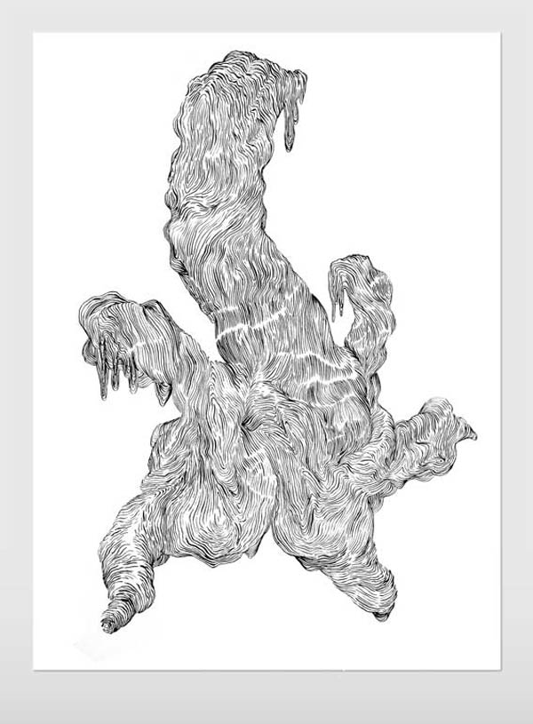 Heavy Lines - Black Ink Painting by Nino Christen