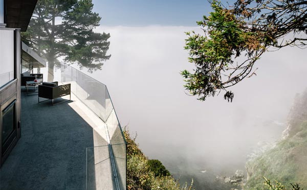 The home is situated on a steep cliff.