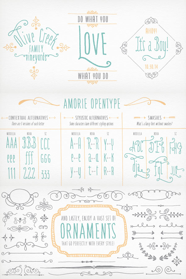 Amorie - OpenType Features and Ornaments