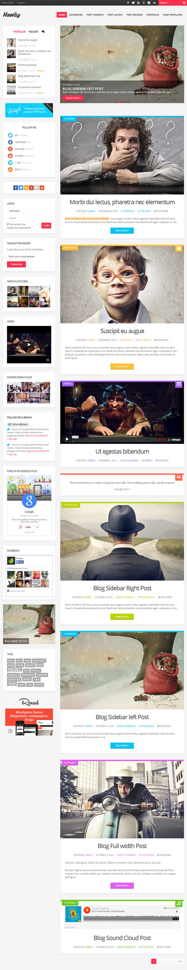 Hooray - Premium WordPress Blog Theme