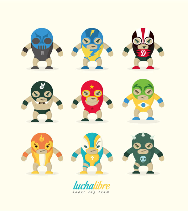Lucha Libre Super Tag Team - Illustration by Juan Molinet