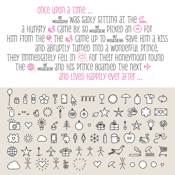 Mr Moustache - hand drawn typeface and ornaments