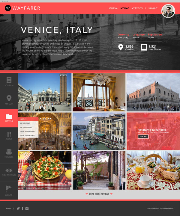 Wayfarer - Travel Website Design by Kristian Hay