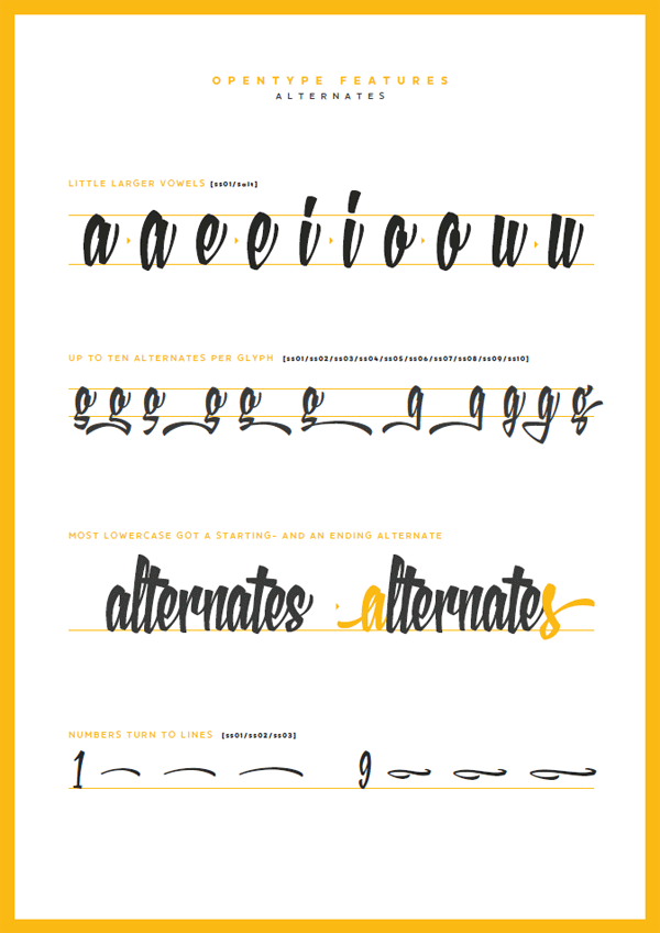 XXII YeahScript - OpenType features - alternates