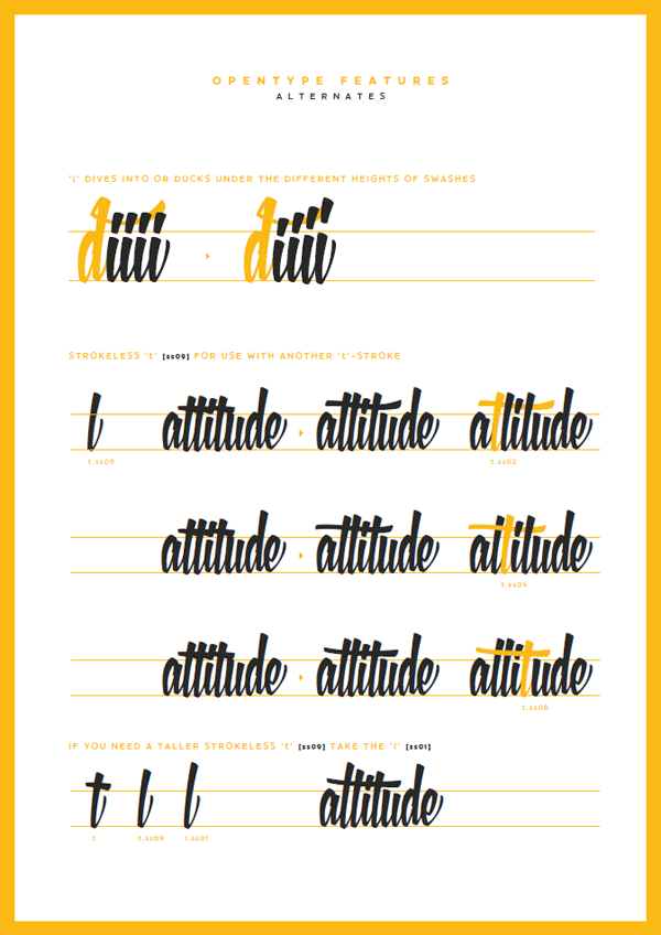 XXII YeahScript - OpenType features - alternates