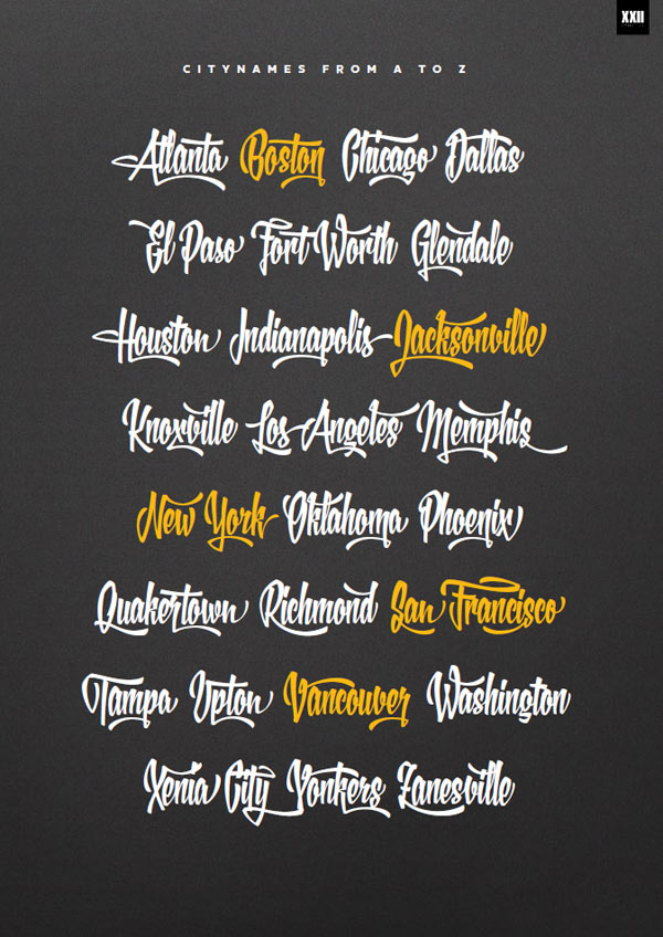 XXII YeahScript - brush script type samples