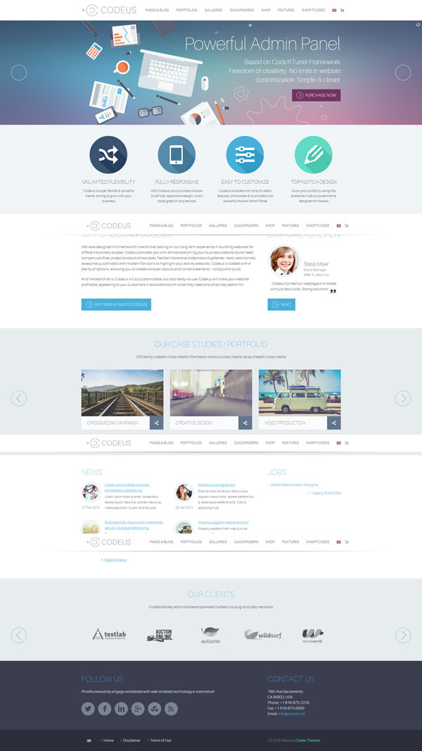 Codeus, a premium WordPress theme for multi-purpose. It was designed by the team of CodexThemes.