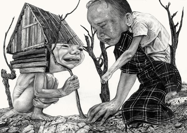 Pencil on paper drawings by Nicola Alessandrini