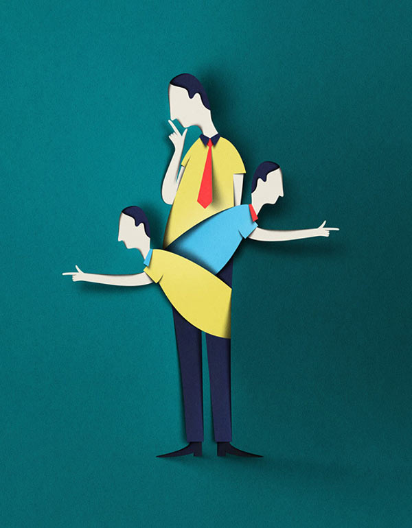 Paper crafted editorial illutration by Eiko Ojala for Fakta - Myyntikone Piiputtaa.