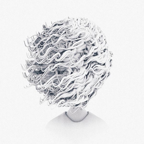 Experiments on upper head by mixed media artist Can Pekdemir.