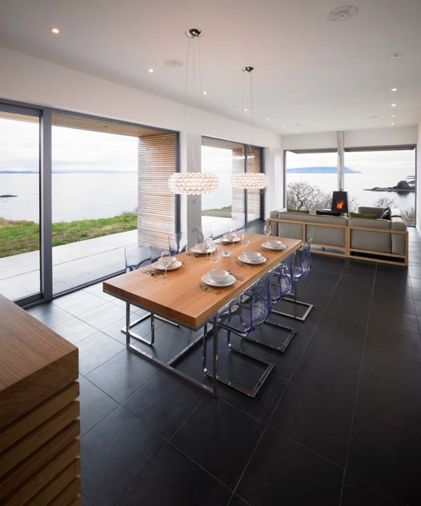 The dining table inside the house.