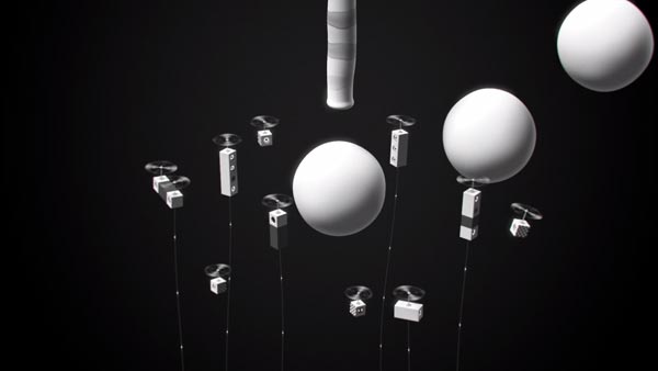Well illustrated and animated objects in a strange otherworldly space.