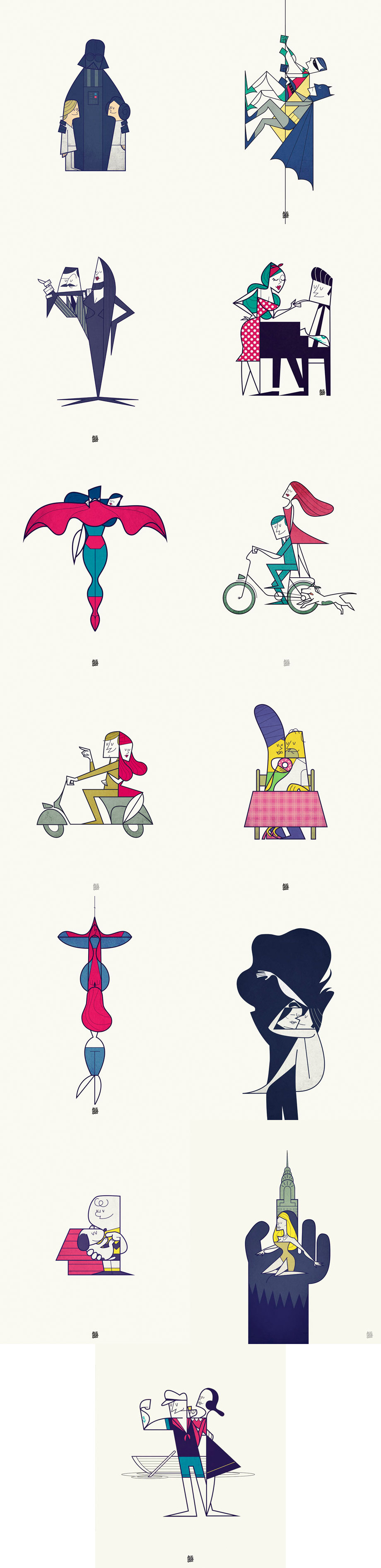 That's Amore! A series of famous character illustrations by Ale Giorgini, a Vicenza, Italy based artist and illustrator.