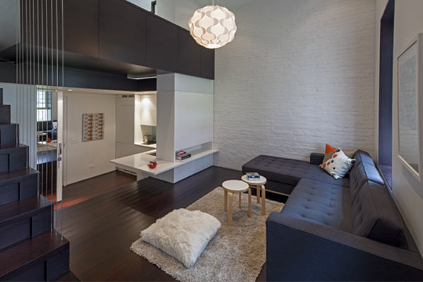 Living area of the Manhattan Micro-Loft.