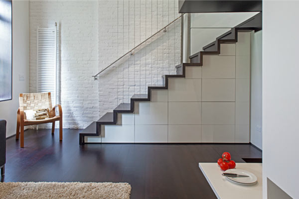 A staircase inside the small loft by Specht Harpman.