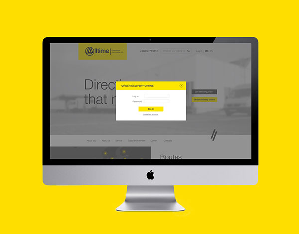 Screenshot of the new company website - login layer.