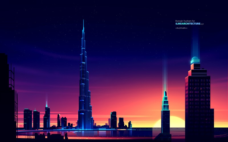 Burj Khalifa, an amazing and unique skyscraper design in Dubai, United Arab Emirates.