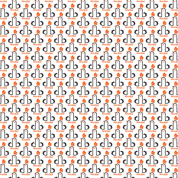 Cock logo pattern designed by Mark James for Dirty Bird, a Cardiff, UK based diner.