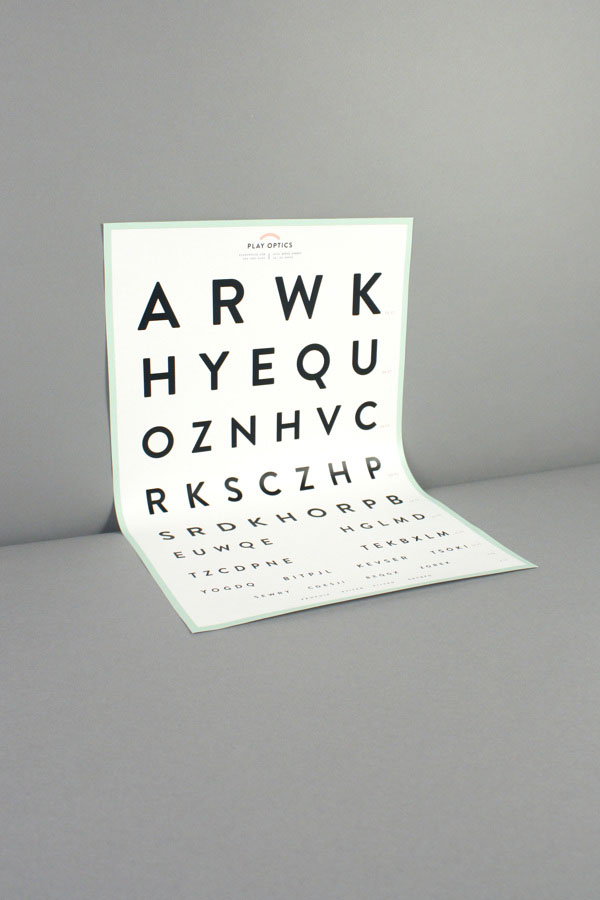 Stylish eye test print with letters from large to extra small.