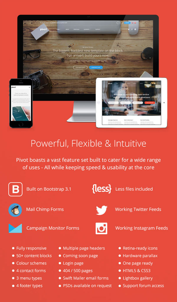 Built with latest web design technologies and well suited for any device.