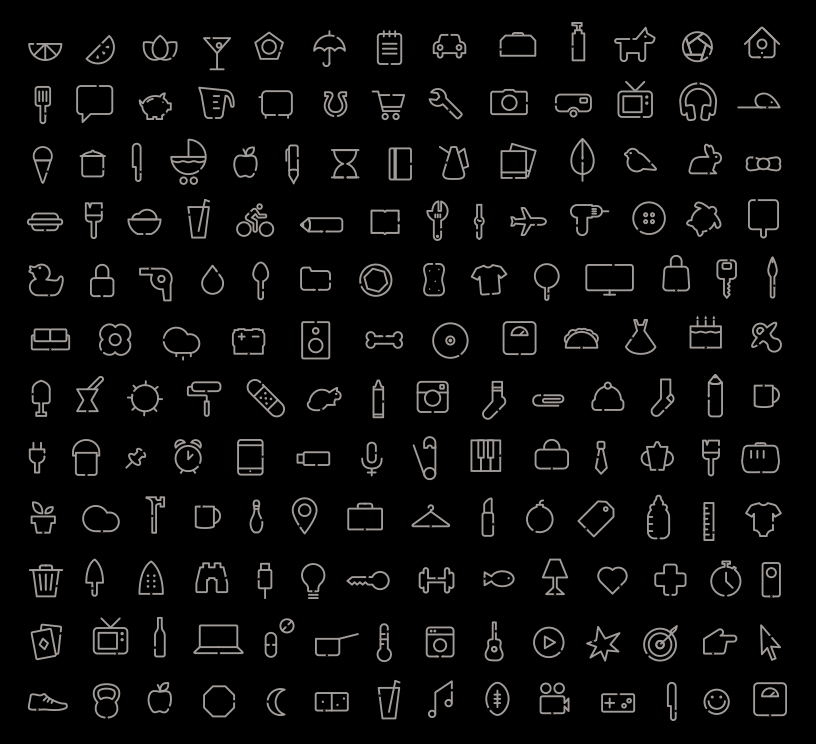 A huge set of custom icons. A huge set of custom icons.