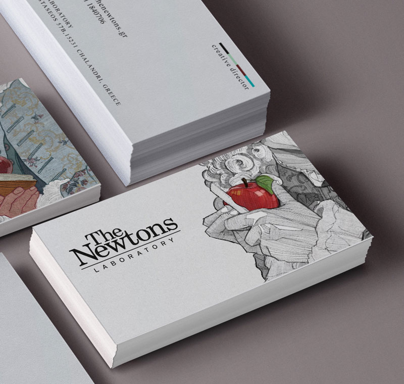 Close up of the business cards.