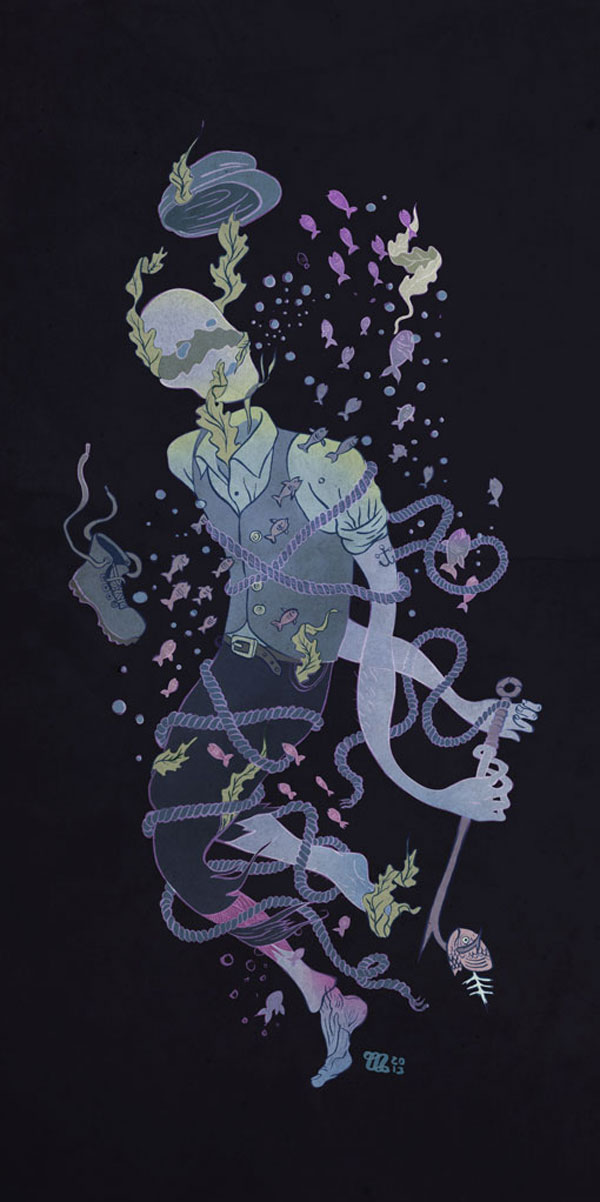 Ghost of a Drowned Fisherman - Illustration by Michael Wandelmaier.