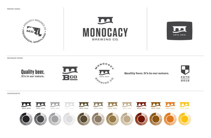 Primary marks, secondary marks, and corporate color palette.