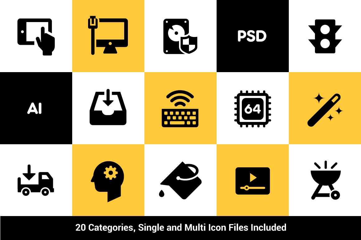 20 categories, single and multi files included.