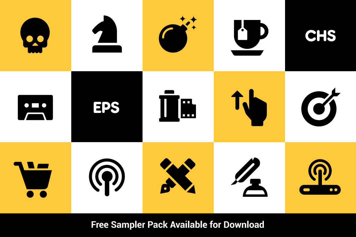 Glyph vector icons, a free sample pack is available for download.