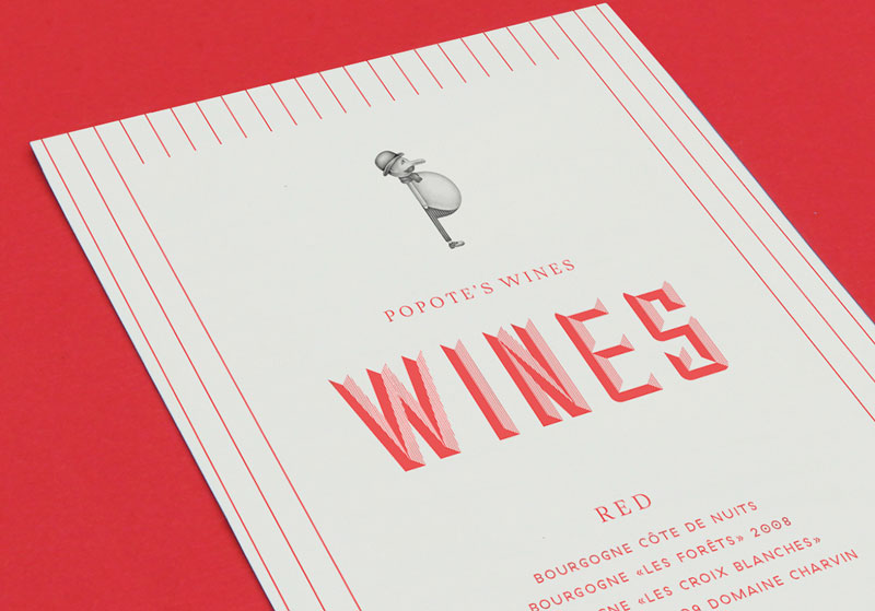 Wine menu close up.