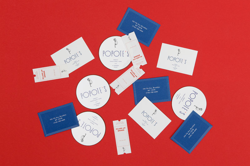 Printed matters and communication design by Violaine & Jeremy for Popote's, a restaurant based in Brooklyn, New York.