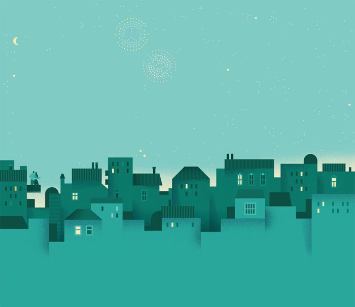 January Artwork by Lotta Nieminen for Google Calendar app.