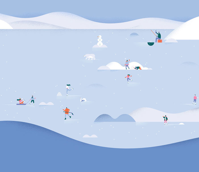 February - Artwork from a series of illustrations for the Google Calendar app.