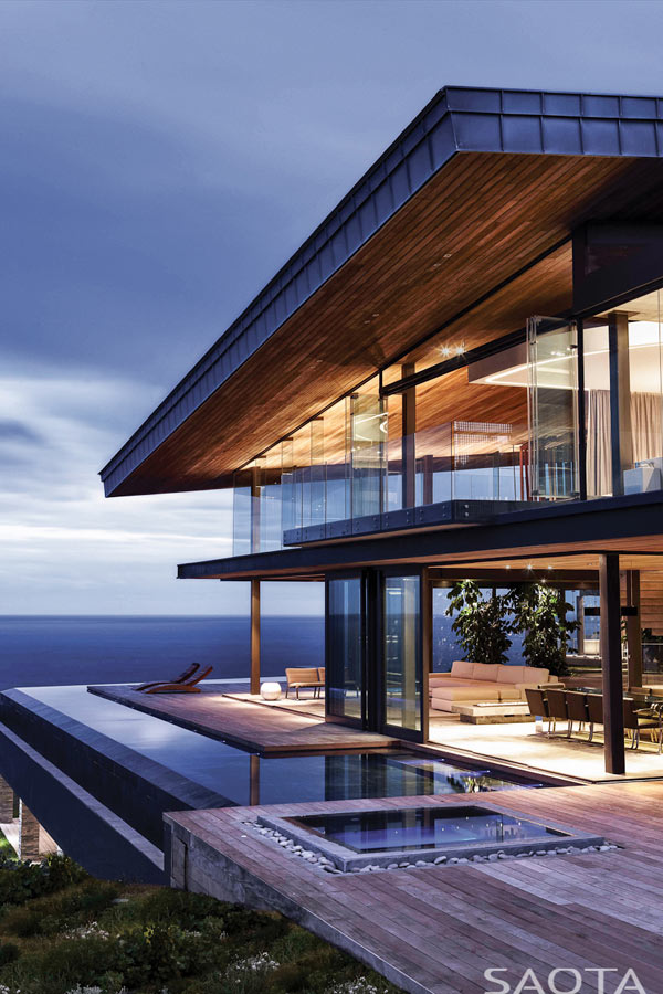 A seemingly seamless transition between interior and exterior space.