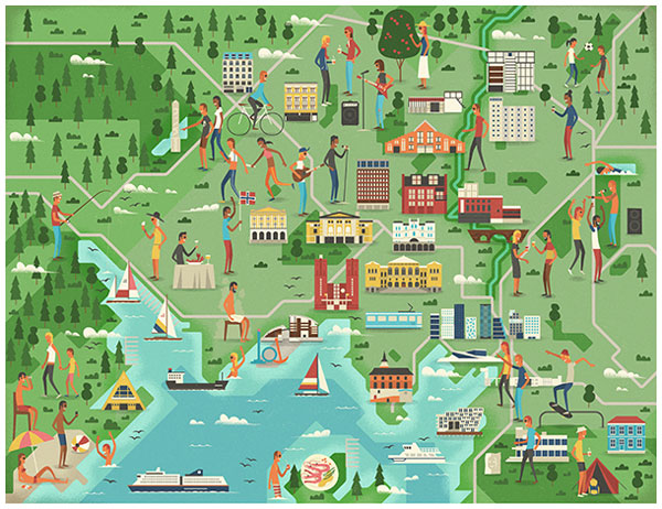 Editorial work by studio MUTI for Monocle magazine - Oslo feature.