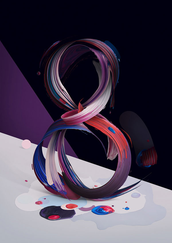 Number 8 drawn as pseudo sculpture.